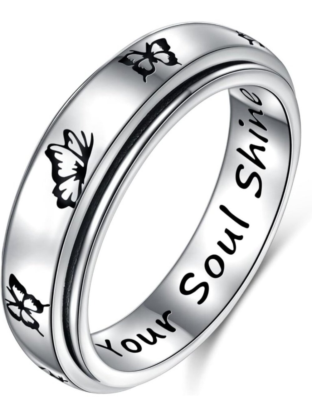 Sterling Silver Lotus Fidget Spinner Ring | Anxiety Relief | 925 Silver Jewelry